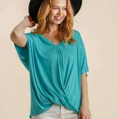 UMGEE Turquoise Knotted Top Tops