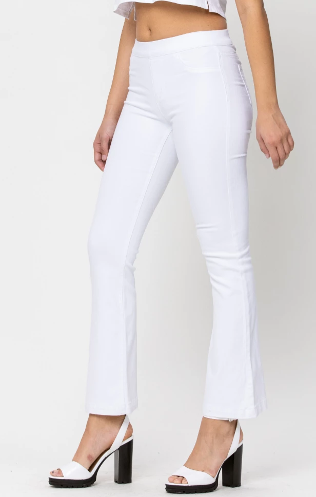 Cello Final Sale White Flare Pants (For Short Girls) 3 Cello Final Sale White Flare Pants (For Short Girls)
