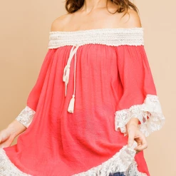 UMGEE Crochet/Bell Sleeve Off The Shoulder Blouse