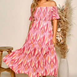 Peach Love Abstract Print Maxi Dress