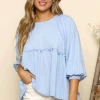 Peach Love Blue Peplum Top New Arrivals