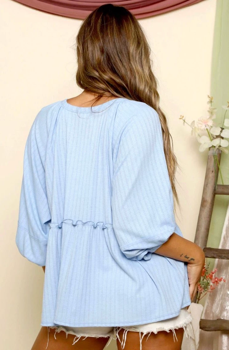 Peach Love Blue Peplum Top New Arrivals 3 Peach Love Blue Peplum Top New Arrivals