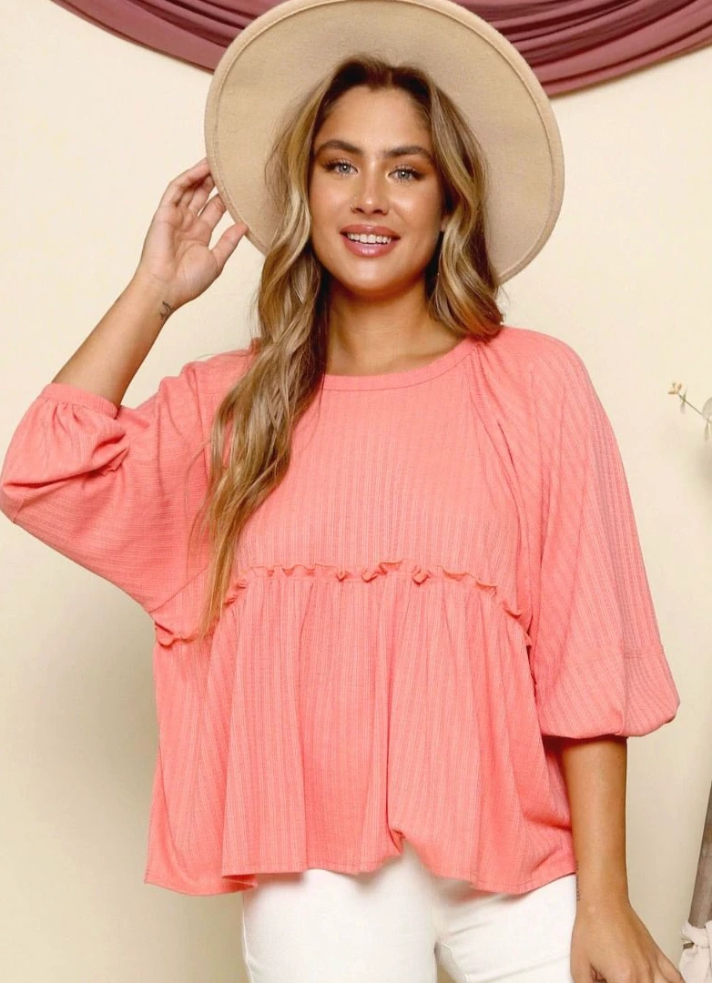 Peach Love Coral Peplum Top New Arrivals 1 Peach Love Coral Peplum Top New Arrivals