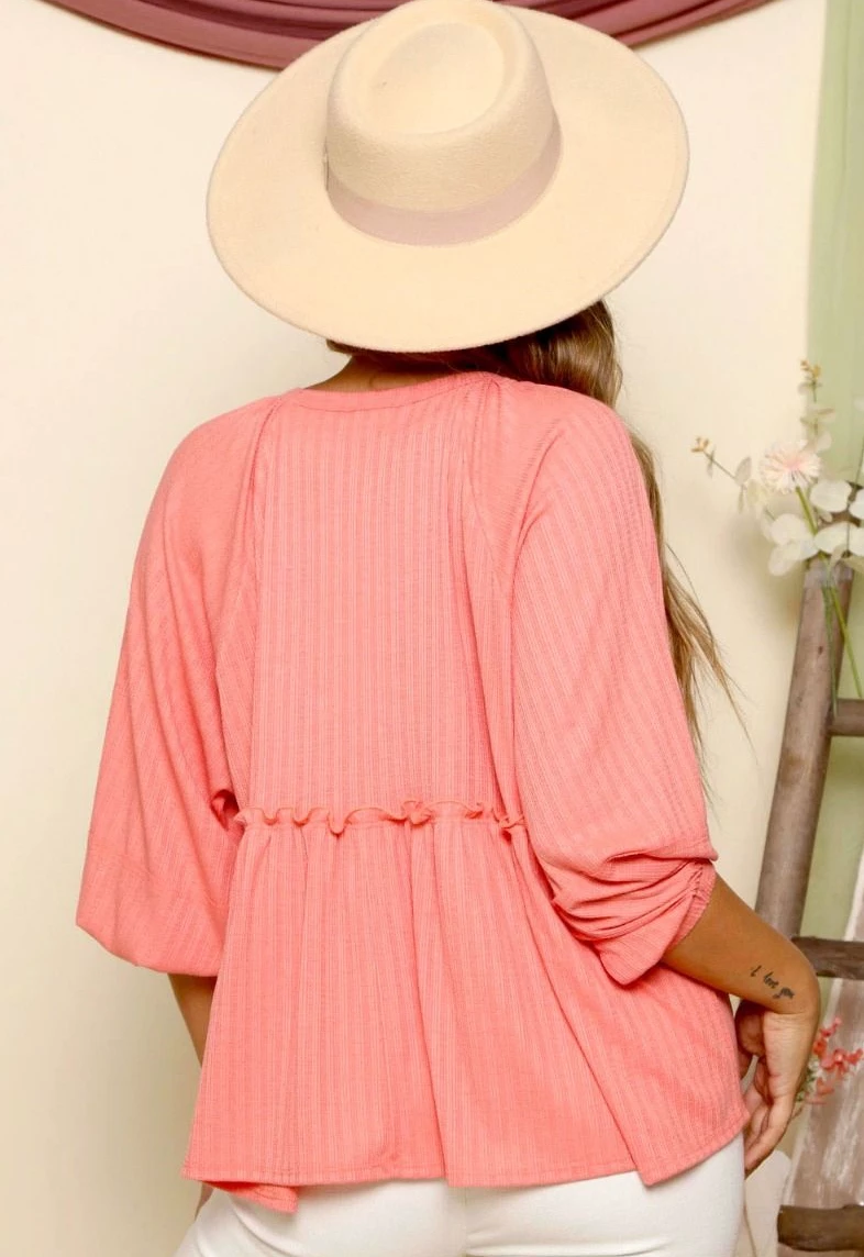 Peach Love Coral Peplum Top New Arrivals 3 Peach Love Coral Peplum Top New Arrivals