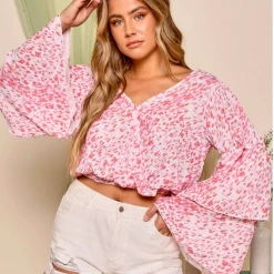 Peach Love Pink Surplice Top New Arrivals