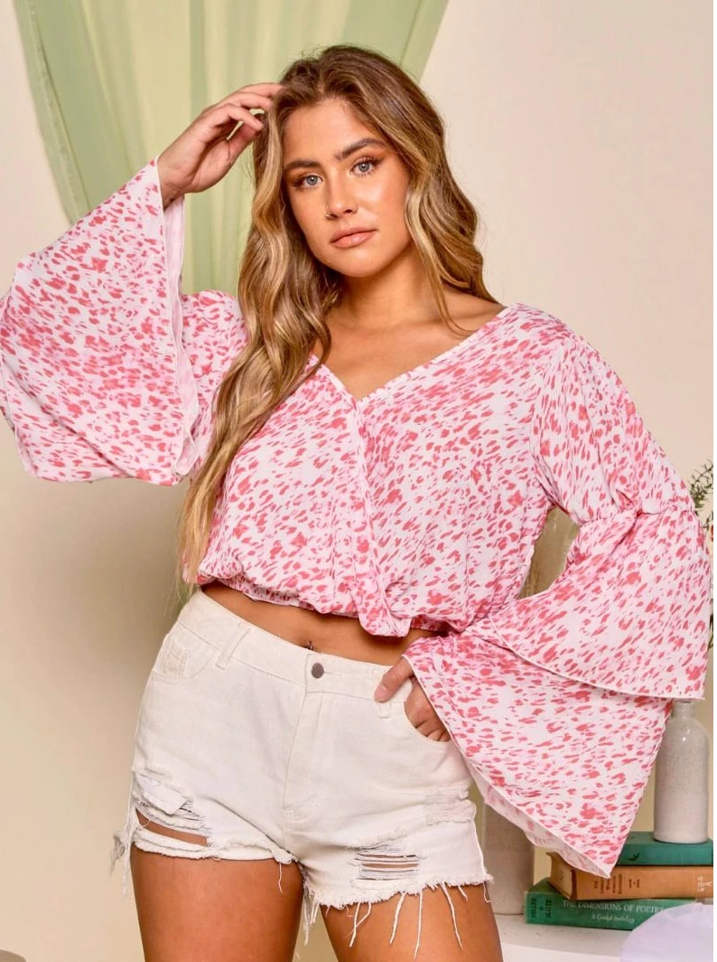 Peach Love Pink Surplice Top New Arrivals 1 Peach Love Pink Surplice Top New Arrivals