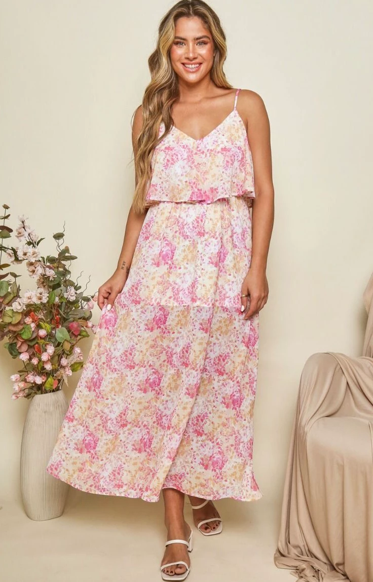 Peach Love Floral Print Maxi Dress New Arrivals 1 Peach Love Floral Print Maxi Dress New Arrivals