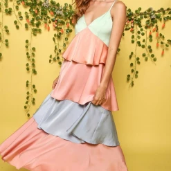 Peach Love Color Block Maxi New Arrivals