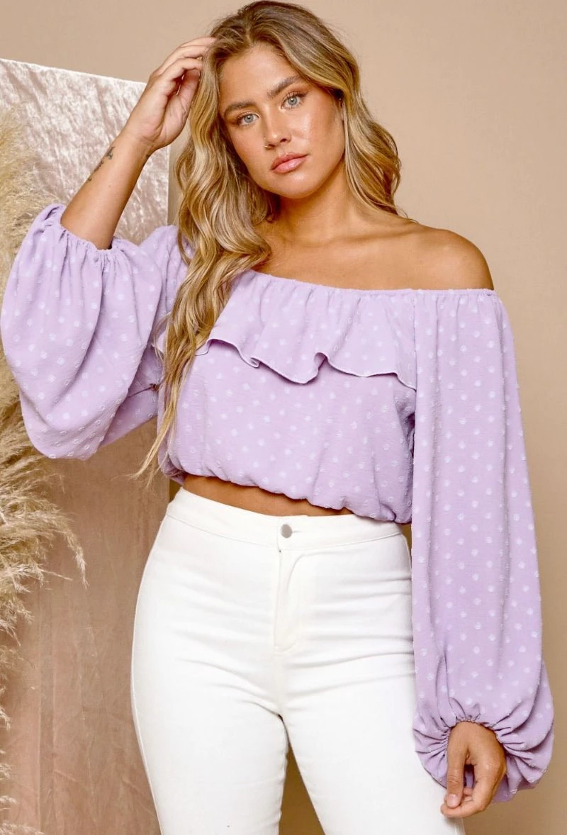 Peach Love New Arrivals Lavender Off Shoulder Top 2 Peach Love New Arrivals Lavender Off Shoulder Top