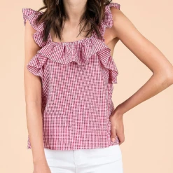 &Merci Game Day! Red Gingham Tank