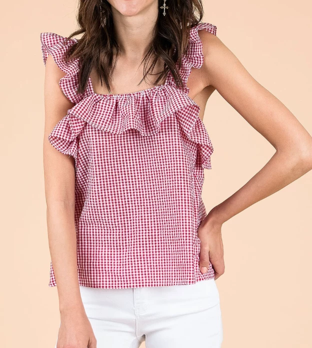 &Merci Game Day! Red Gingham Tank 1 &Merci Game Day! Red Gingham Tank