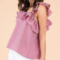 &Merci Game Day! Red Gingham Tank