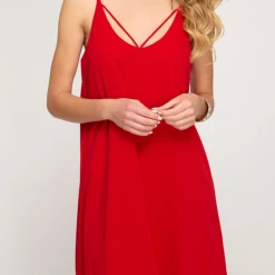 She And Sky Game Day! Red Spaghetti Strap Dress 9 She And Sky Game Day! Red Spaghetti Strap Dress
