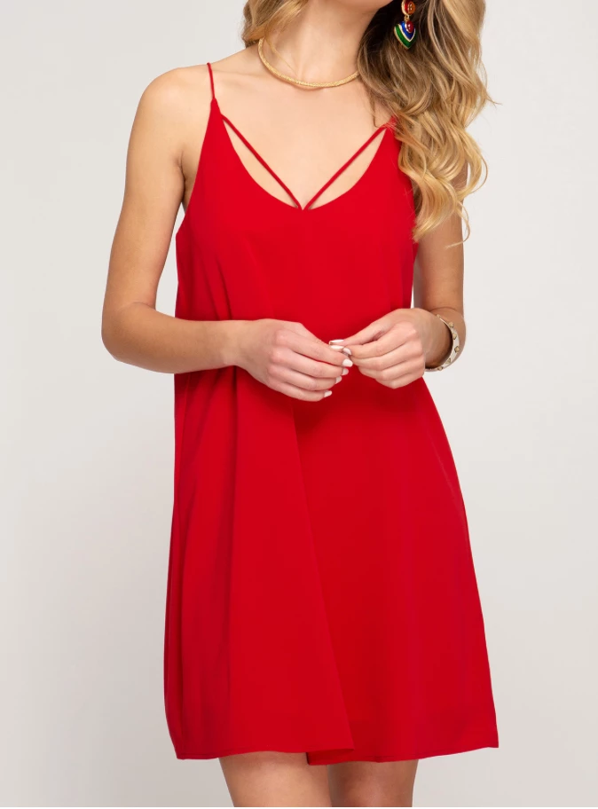 She And Sky Game Day! Red Spaghetti Strap Dress 4 She And Sky Game Day! Red Spaghetti Strap Dress