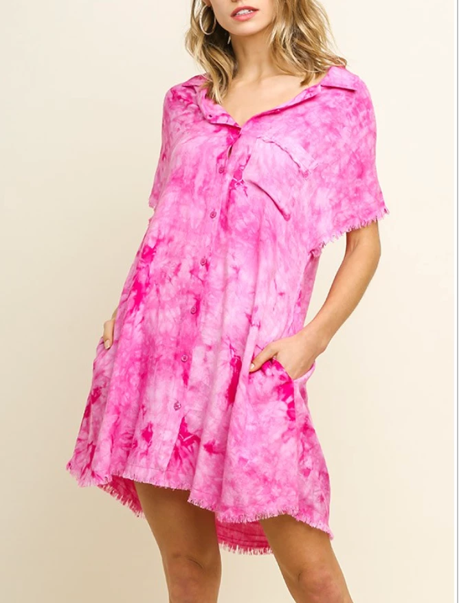 Blu Heaven Fuchsia Tie Dye Dress 8 Blu Heaven Fuchsia Tie Dye Dress