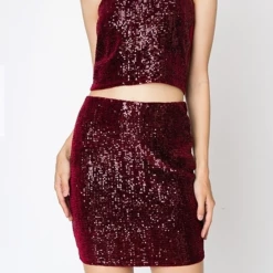 Hyfve Wine Sequins Top