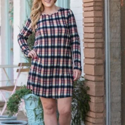 Southern Grace Plaid Dress W/Suede Elbow Patches Final Sale