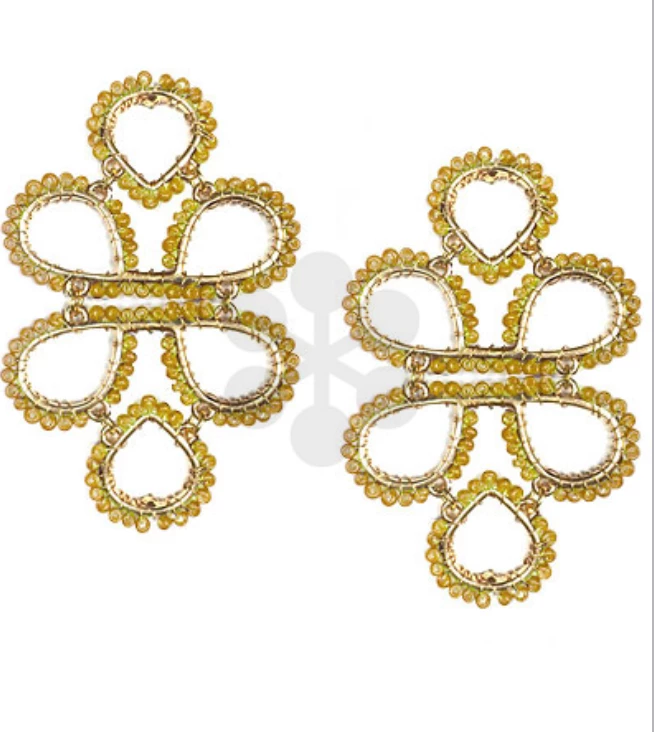 Golden Stella Mustard Infinity Knot Seed Bead Earrings Accessories 1 Golden Stella Mustard Infinity Knot Seed Bead Earrings Accessories