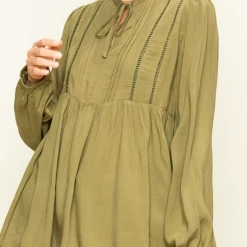 Hyfve Final Sale Pine Babydoll Blouse