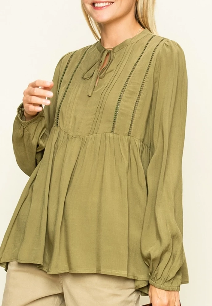 Hyfve Final Sale Pine Babydoll Blouse 1 Hyfve Final Sale Pine Babydoll Blouse