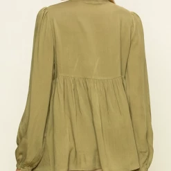 Hyfve Final Sale Pine Babydoll Blouse