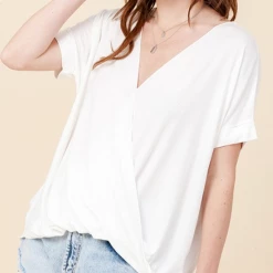 Hyfve Off White Surplice Front Top Tops