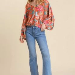 UMGEE Tangerine Floral Top