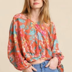 UMGEE Tangerine Floral Top