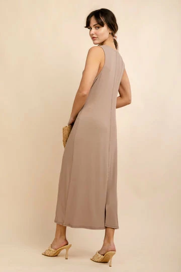 Very J Taupe Midi Dress 3 Very J Taupe Midi Dress