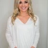 Hyfve Off White Surplice Long Sleeve Tops
