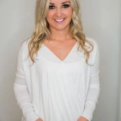 Hyfve Off White Surplice Long Sleeve Tops