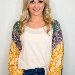 UMGEE Oatmeal Paisley Sleeve Top