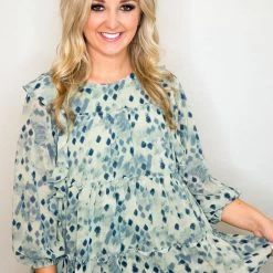 Entro Sage Printed Blouse Tops 7 Entro Sage Printed Blouse Tops