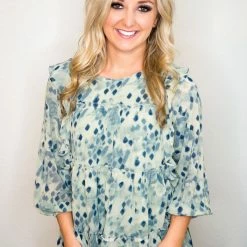 Entro Sage Printed Blouse Tops 6 Entro Sage Printed Blouse Tops