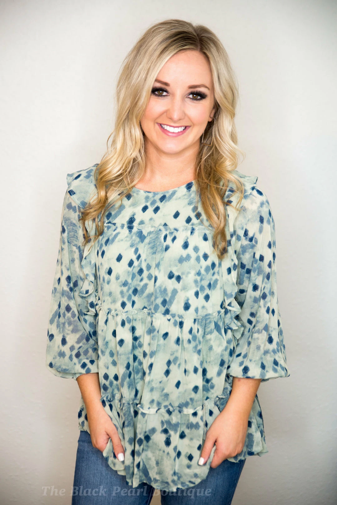 Entro Sage Printed Blouse Tops 3 Entro Sage Printed Blouse Tops