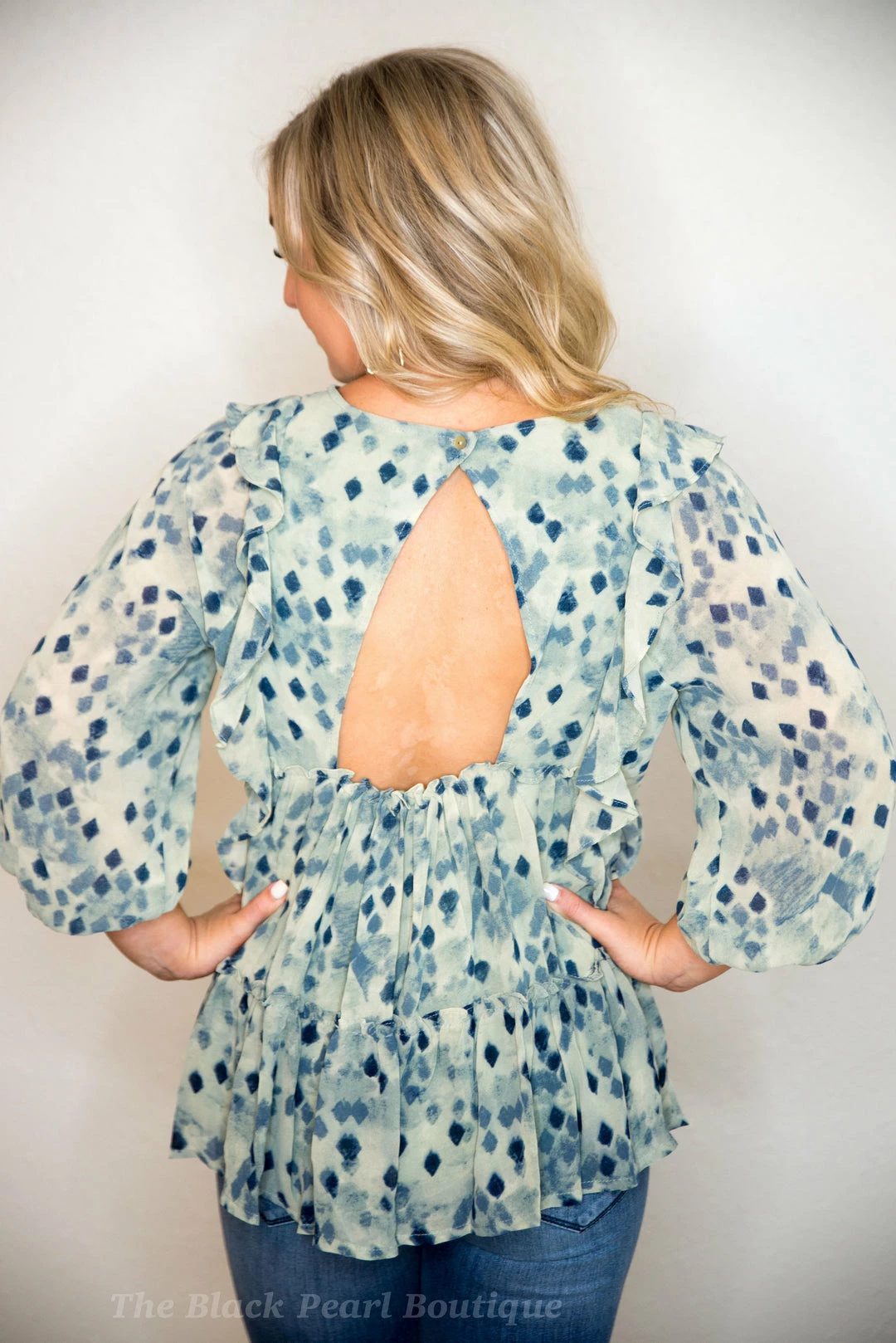 Entro Sage Printed Blouse Tops 2 Entro Sage Printed Blouse Tops