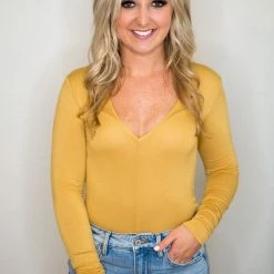 Hyfve Tops Mustard Long Sleeve Body Suit