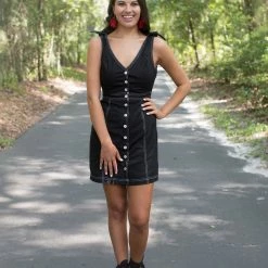 She And Sky Black Button Down Dress Game Day!