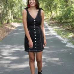 She And Sky Black Button Down Dress Game Day!