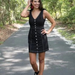 She And Sky Black Button Down Dress Game Day!