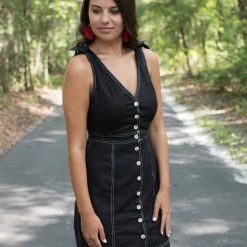 She And Sky Black Button Down Dress Game Day!