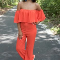 Hyfve Orange Off The Shoulder Jumpsuit Game Day! 13 Hyfve Orange Off The Shoulder Jumpsuit Game Day!