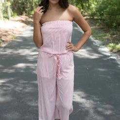 Hyfve Game Day! Red/White Striped Strapeless Jumpsuit