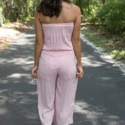 Hyfve Game Day! Red/White Striped Strapeless Jumpsuit