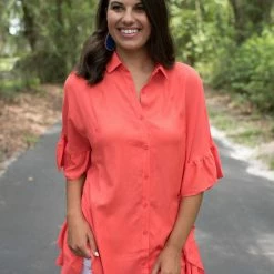 Vine & Love Orange Ruffled Button Down Top Game Day! 12 Vine & Love Orange Ruffled Button Down Top Game Day!