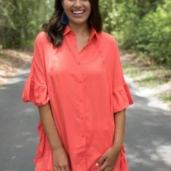 Vine & Love Orange Ruffled Button Down Top Game Day! 11 Vine & Love Orange Ruffled Button Down Top Game Day!