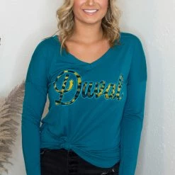 The Black Pearl Boutique Tops Duval Teal V Neck Long Sleeve District