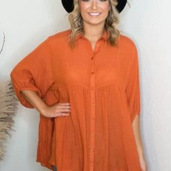 UMGEE Pumpkin Button Down Tunic