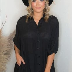 UMGEE Black Button Down Tunic