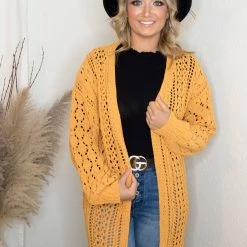 Umgee Mustard Knit Sweater Cardigan Tops 6 Umgee Mustard Knit Sweater Cardigan Tops